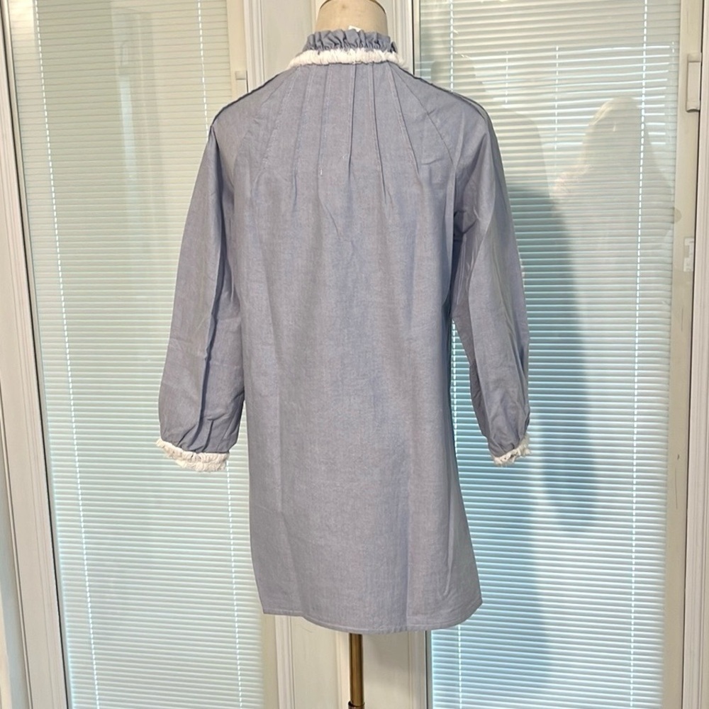 Sail to Sable,Softly Ruffled Mini Dress or Tunic, Tassled Front, EUC, Size XSP - Picture 4 of 9
